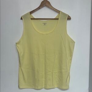 Studio Works Sz 2X Women’s Light Yellow Scoop Neck Tank Top, soft, plus, casual